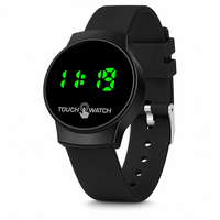 Jam Tangan Digital LED Layar Sentuh Bulat BYH-26-6 Logo Kustom Grosir Pabrik, Tali TPE Unisex, Arloji Olahraga