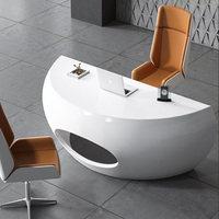 Bureau de patron demi-rond incurvé de luxe blanc Bureau exécutif au design moderne