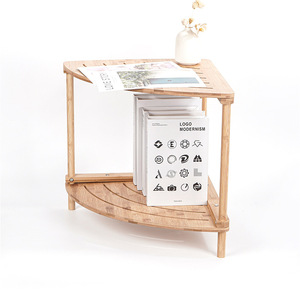 Tabouret de douche en bois en forme d'éventail Hongding 430mmx415mm, couleur naturelle, repose-pieds de salle de bain avec bords épais pour plus de sécurité - Product Image 2