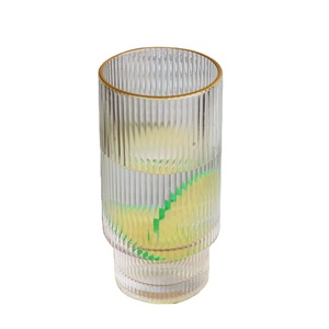 Vidro de ondulação bebendo do vintage alto branco copos vidro ondulação canecas copo de vidro 16oz 12oz com ondulado - Product Image 2