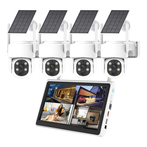 Sistem Analog Ahd Rumah 4 Kanal Tuya Nvr Wifi Tenaga Surya Penglihatan Malam Full HD Kamera Keamanan Nirkabel Kit CCTV untuk CCTV