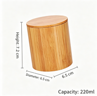 Urne funéraire cylindrique en bambou naturel pour animaux de compagnie, petite urne commémorative pour cendres de chien ou de chat, mini urne écologique 220 ml
