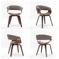 Chaise de salle à manger pivotante de style moderne du milieu du siècle, avec structure en bois courbé et revêtement en tissu, avec accoudoirs