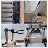 Reformer de Pilates pliable en chêne massif avec structure de poutre repliable, conception peu encombrante pour la maison, idéal pour les séances de Pilates privées et l'entraînement quotidien