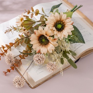 ช่อดอกทานตะวันประดิษฐ์ CallaFloral ทำจากผ้าพลาสติกถัก สำหรับตกแต่งบ้าน งานแต่งงาน ของตกแต่งผนัง รุ่น CF01444 - Product Image 1