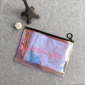 Low MOQ Compostable Holographic Ziplock Bags Custom Logo Waterproof Reusable Stand <strong>Pouch</strong> for Cosmetics Plastic <strong>Zip</strong> Lock Bags - Product Image 4