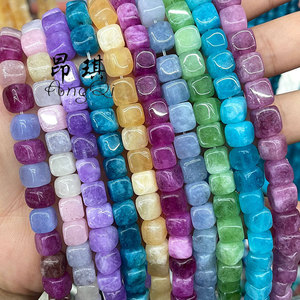 <span class=keywords><strong>Pierre</strong></span> naturelle 8mm couleur calcédoine Cube perles en vrac bijoux à bricoler soi-même Bracelet voiture sac suspendus accessoires en gros - Product Image 5