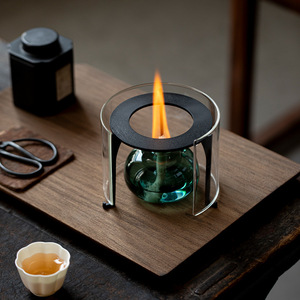 Calentador de Té de Vidrio de Borosilicato Alto con Tapa, Quemador de Alcohol con Trípode de Hierro, para Llama Abierta, Independiente, Hecho en Dehua - Product Image 1
