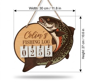 Wooden Fishing <b>Log</b> Ornament with Customizable Name Handmade <b>Decor</b> for Anglers and Wall Hanging <b>Decor</b> Craft - Product Image 2