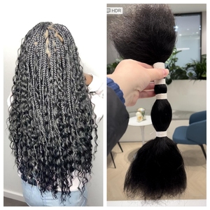 Venta caliente 100% Real Virgin Brazilian Hair Bulk Kinky Straight Wet and Wavy #2 Extremos doblemente dibujados - Product Image 5