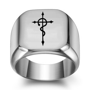 Anillo Cruzado Europeo Americano de 18MM, Acero Inoxidable, Cuadrado, Unisex, Regalo de Joyería - Product Image 3