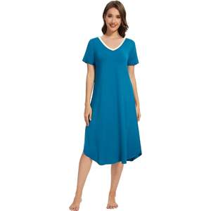 Chemise de nuit personnalisée pour femme en viscose de bambou, manches courtes, robe de nuit, vêtements de détente, tailles S à XXL - Product Image 1