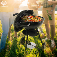 Fourneau à charbon de bois pliable en acier émaillé de qualité supérieure pour le camping en plein air, barbecue de jardin, pizza, sans fumée