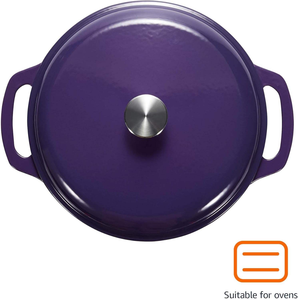 Ensemble de casseroles néerlandaises rondes en fonte violette avec couvercle Matériau céramique en métal durable pour cuisinière à <span class=keywords><strong>gaz</strong></span> Cuisine des aliments Soupe Restaurants - Product Image 3