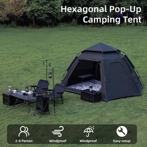 Tenda Esagonale Stile Yurt Doppia Quattro Stagioni Pieghevole Portatile da Campeggio Rinforzata in Tessuto Oxford Impermeabile 1500-2000mm - Product Image 3