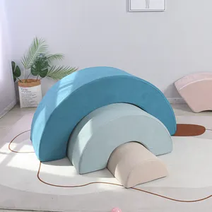 流行3色彩虹设计沙发儿童可堆叠沙发填充高密度泡沫25D/30D耐用安全儿童沙发