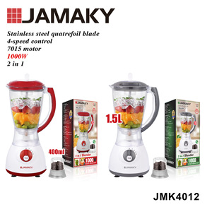 Licuadora JAMAKY 1.5L 1000W 4 velocidades con cuchilla de acero inoxidable 2 en 1 para batidos y jugos - Product Image 1