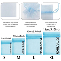 1000 pièces de sachets en organza non tissé de qualité supérieure, résistants à l'humidité, avec cordon de serrage, pour emballage de cadeaux de mariage et de fête