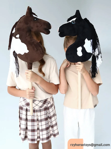 Boneka Kuda Kayu Desain Khusus <span class=keywords><strong>DR</strong></span> dengan Tongkat Boneka Hewan Berbulu untuk Anak-Anak - Product Image 3