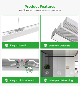 현대 펜던트 조명 상업용 1.2m 1.5m 연결 가능 건축 LED 선형 조명 - Product Image 4