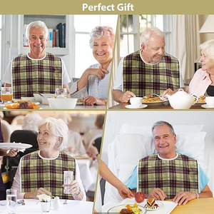 Wholesale Washable <strong>Bibs</strong> for Eating Reusable Clothing Protector Waterproof Extra Long <strong>Adult</strong> <strong>Bib</strong> Checkered Printing - Product Image 5