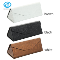 Étui à lunettes pliable en forme d'enveloppe triangulaire, étui rigide en cuir PU, logo personnalisé, boîte à lunettes portable