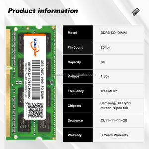 Módulo de Memoria RAM DDR3 de 4GB 1333mhz 1600mhz 8GB para Juegos de Laptop, Módulo de Memoria DDR3 para Laptop NB - Product Image 4