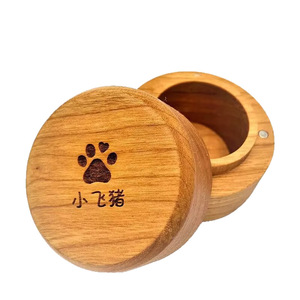 Pet Hair <b>Memorial</b> <b>Box</b> Wooden Round Handmade Custom Gift For Cats And Dogs - Product Image 3