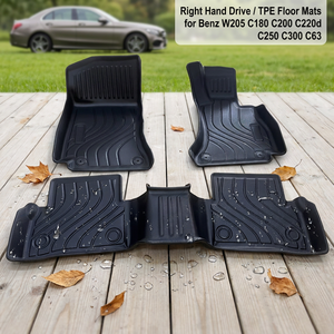 Tapetes de Piso 3D 5D TPE para <span class=keywords><strong>Mercedes</strong></span> Benz <span class=keywords><strong>Clase</strong></span> <span class=keywords><strong>C</strong></span> W205 con Volante a la Derecha C180 C200 C220d C250 C300 C63, Revestimientos Impermeables para Todo Clima - Product Image 1