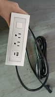 Multiprise encastrable de bureau avec station de charge rapide USB, 2 prises CA, 2 ports USB et contrôle de la lumière, cache-mobilier métallique