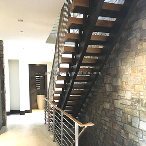 Escalier flottant en bois <span class=keywords><strong>de</strong></span> hêtre avec garde-corps en verre trempé, couleur personnalisée, faible MOQ, vente en gros - Product Image 6