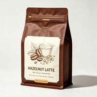 Sachets de café à fond carré avec logo personnalisé imprimé, pochette verticale avec valve et fermeture éclair, en feuille de kraft, marque privée, vente en gros