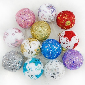 Christmas Decorations Foam Gold Powder Christmas Ball 12 Pieces Ornaments ZT232 - Product Image 1