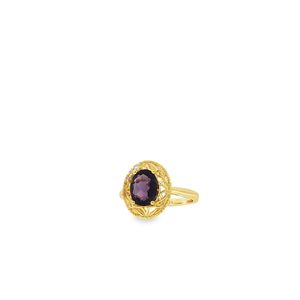 Bague vintage en or 18 carats personnalisable avec pierres précieuses ovales violettes et diamants de culture Accents Bijoux cadeaux - Product Image 2