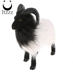 Mini mouton noir et blanc en peluche réaliste, mignon, jouet en peluche, décoration d'ameublement, accessoires de décoration, ornement de jardin, modèle de figurine - Product Image 1