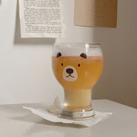 Vaso de Vidrio Estilo Coreano con Diseño de Oso Adorable para Postres y Bebidas Frías, Taza Barrigona para Cerveza y Café Resistente al Calor