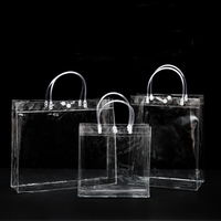 Trousse de toilette de voyage en PVC transparent avec logo personnalisé pour cosmétiques, maquillage et toilette avec poignée