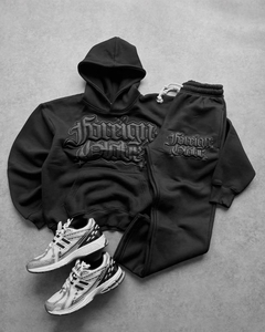 Felpa con Cappuccio da Uomo in Puro Cotone a Blocchi di Colore e Felpe in Pile Nero Tinta Unita per Uomo Come Felpa Boxy in Cotone French Terry da 400GSM - Product Image 4