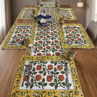 Ensemble chemin de table et serviettes en coton 100% imprimé floral, résistant à l'huile, décoration d'intérieur, accessoires de cuisine, cadeau de pendaison de crémaillère