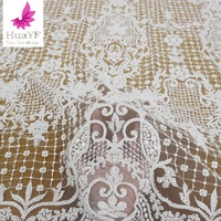 Dentelle africaine de luxe de haute qualité en tulle brodé de sequins blancs avec perles, tissu de dentelle de mariage européen HY1989-1