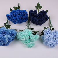 Fleur Artificielle, Bouquet de 9 Têtes, Rose Diamant, Décoration pour la Maison, le Salon, les Mariages, la Table Basse et le Bureau