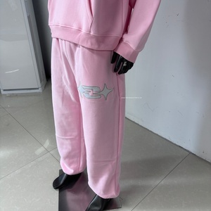 PT1297 Pantalon de <span class=keywords><strong>jogging</strong></span> en coton polaire personnalisé Pantalon de survêtement baggy à jambes larges pour femmes surdimensionnées à revers - Product Image 5