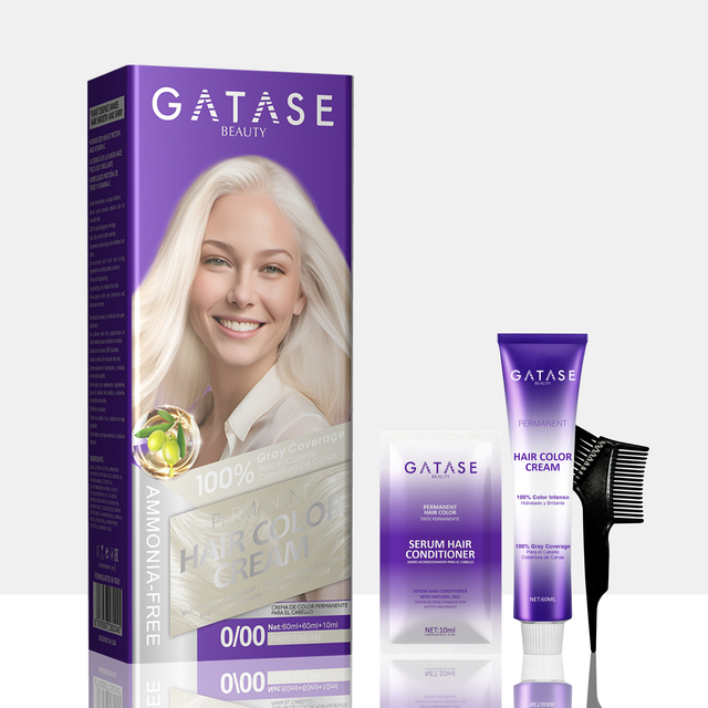 GATASE Salon Professional Ammonia-Free Conditioning Hair Dye 0/00 Fashion White 100% Gray Hair Coverage OEM Private Label