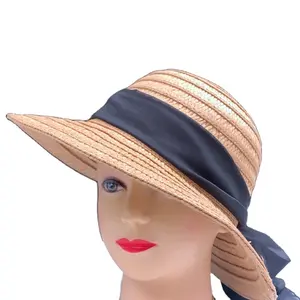 新到货中国供应商批发定制带标志夏季女士斗草沙滩帽