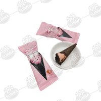 En gros Cornet de crème glacée éclatant saveur fraise, cornet gaufrette croustillant fourré, Halal, emballage individuel, collation sucrée au chocolat