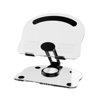 Support ergonomique en acrylique transparent pour tablette et téléphone de bureau, pliable et rotatif à 360 °