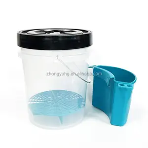 5 Gal plastic clear car wash bucket with gamma lid and dust filter