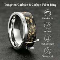 Nouvelle Arrivée Bague en Carbure de Tungstène et Fibre de Carbone Plaqué Argent 8mm Coupe Plate pour Mariage ou Anniversaire Homme Femme Confort Optimal