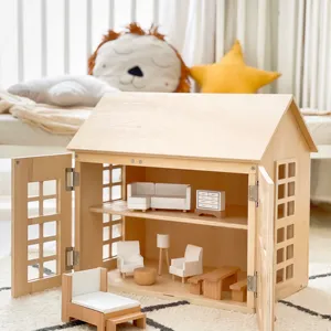 Özel okul öncesi Mini mobilya çocuk oyuncak Diy ahşap minyatür dollhouse aksesuarları kiti oyna