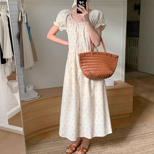 Robe à manches bouffantes de style Mori français, douce, florale, premier amour, antistatique, amincissante à la taille - Product Image 3